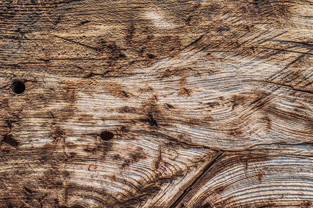 Old Square Timber Bollard Weathered Rotten Cracked Bituminous Grunge Surface Texture - Photo, Image
