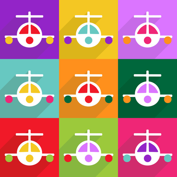 Ikony nowoczesne projektowanie stron internetowych dla mobilnych cień, samolot - Wektor, obraz