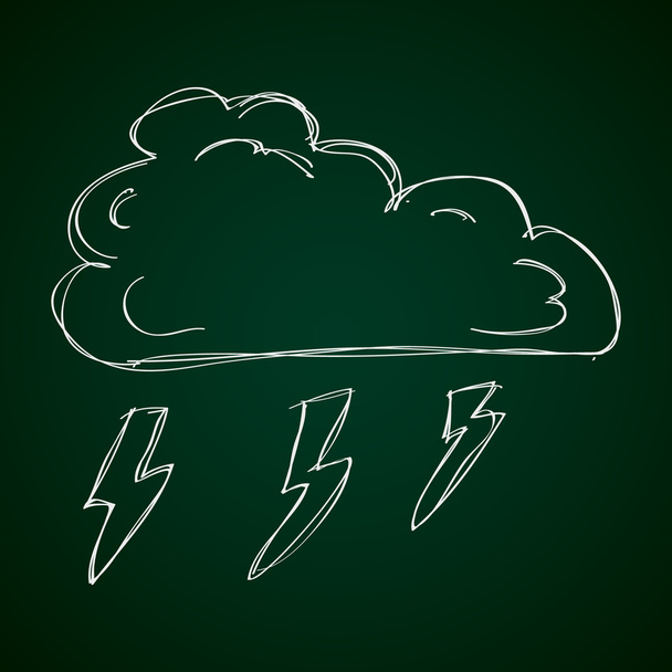 Doodle simples de uma nuvem com relâmpago
 - Vetor, Imagem