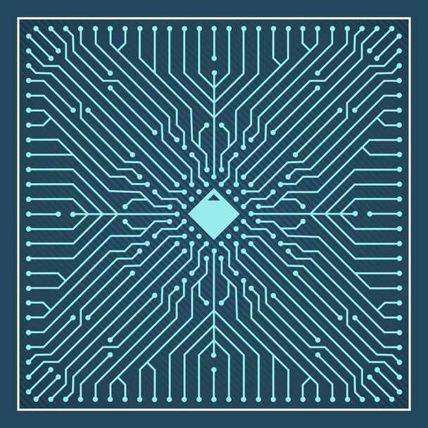 Ornamental circuit board microchip vector one (blue) - Vector, Image