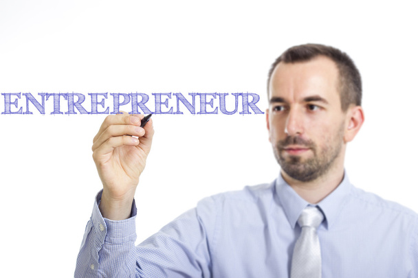 ENTREPRENEUR - Young businessman writing blue text on transparent surface - Φωτογραφία, εικόνα
