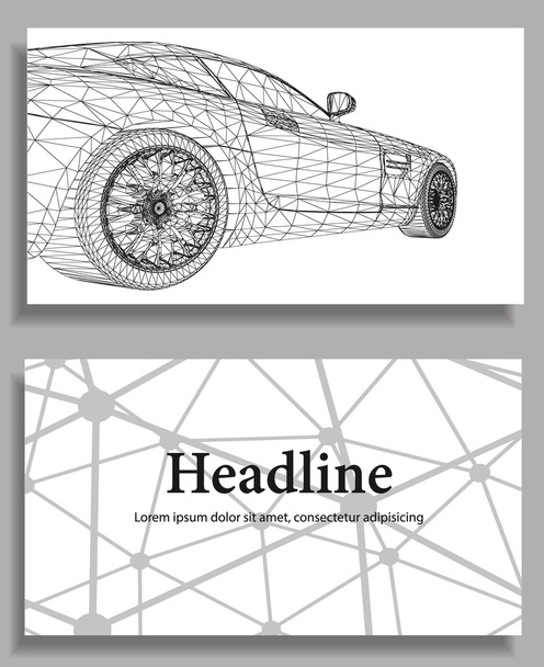 abstrakte kreative Konzept Vektor Hintergrund von 3D-Auto-Modell. Sportwagen. polygonaler Design-Briefkopf und Broschüre für Unternehmen - Vektor, Bild