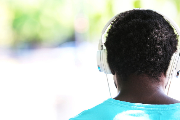 African American man listening music - Photo, image