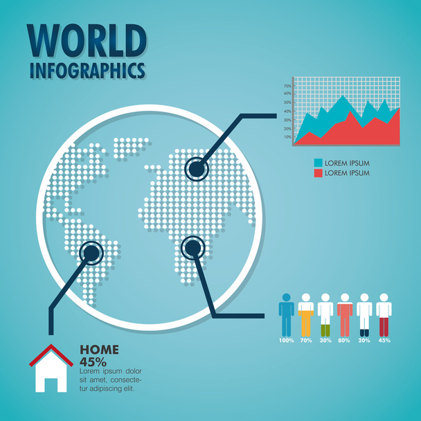 World infographic design. - Vektor, Bild