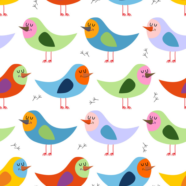 Seamless pattern of colorful birds. Vector background for fun ch - Вектор,изображение