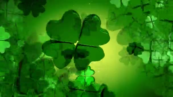 День Святого Patrick - зелений чотири листа конюшини анімації - Кадри, відео