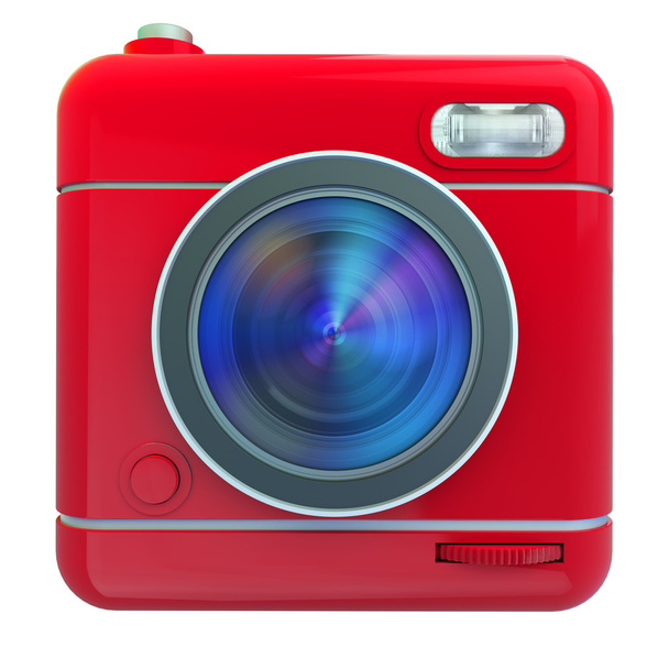 赤いカメラのアイコン - 写真・画像