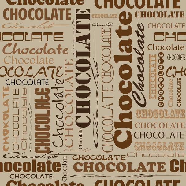Χωρίς ραφή πρότυπο σοκολάτας με λέξη της σοκολάτας - Διάνυσμα, εικόνα