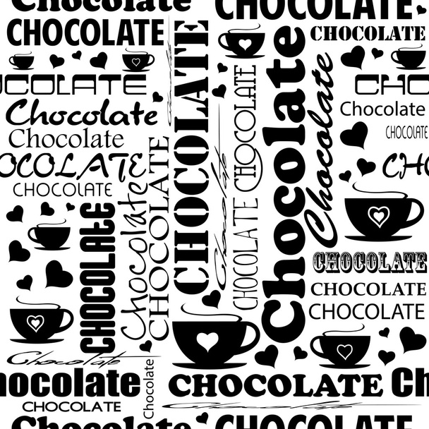 チョコレートの言葉とチョコレートのシームレスなパターン - ベクター画像