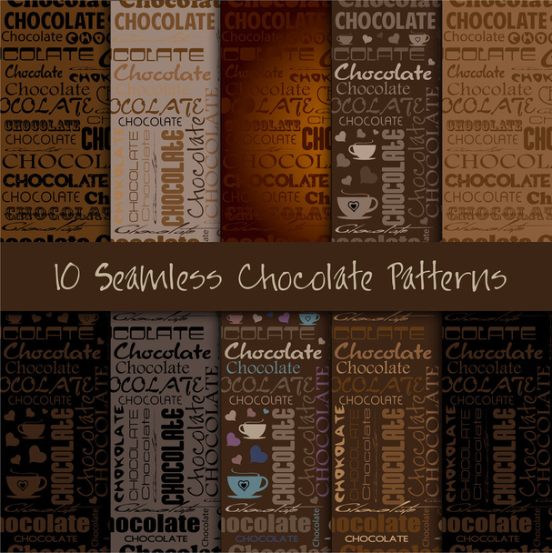 Set van naadloze chocolade patronen - Vector, afbeelding