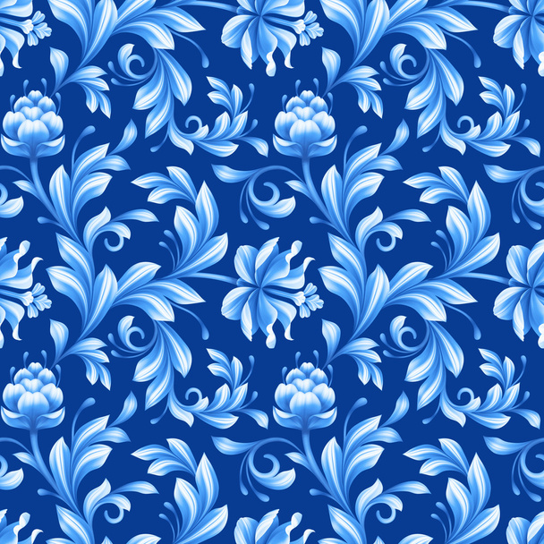 abstract floral seamless pattern, background with folk art flowe - Foto, Bild