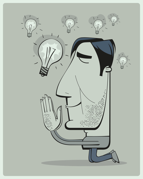 Man is praying for ideas - Vector, Image