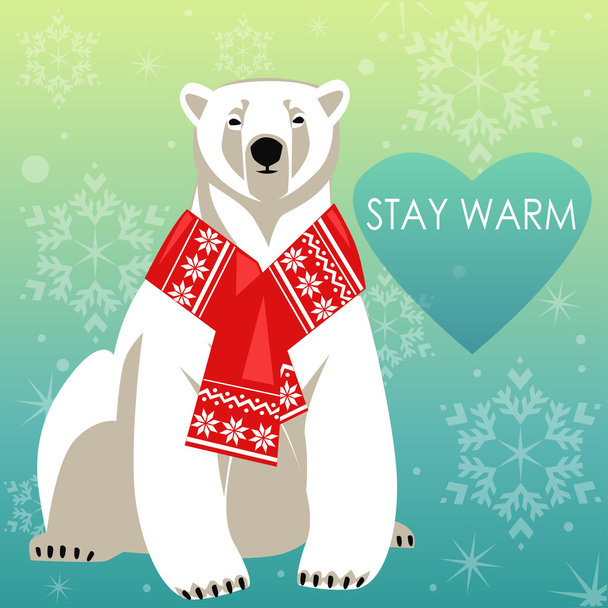 Cartão de saudação com urso Polar
 - Vetor, Imagem