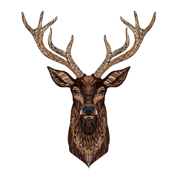 Deer head stylized in zentangle style.  - Vector, Image