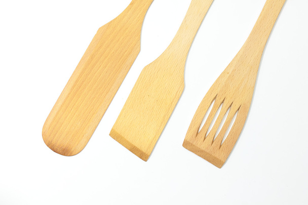 Wooden spatulas isolated - Photo, Image