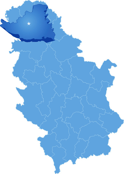 Carte de Serbie, subdivision South Backa District
 - Vecteur, image