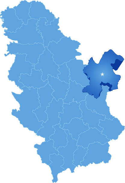 Χάρτης της Σερβίας, υποδιαίρεση Bor περιοχή  - Διάνυσμα, εικόνα