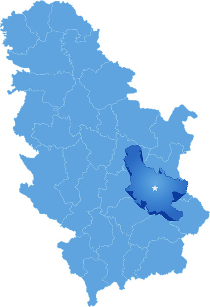 セルビア、細分化していたウラジミールストヤノビッチ地区の地図 - ベクター画像