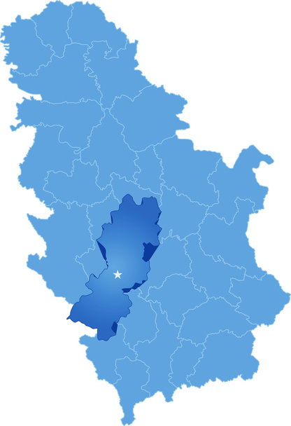 Mapa de Serbia, Subdivisión Distrito de Raska
  - Vector, imagen