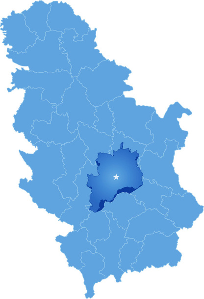 セルビア、細分化 Rasina 地区の地図 - ベクター画像