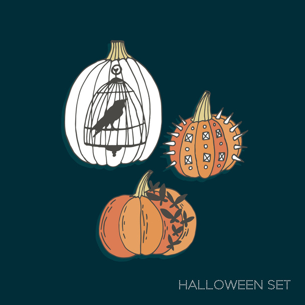 Stylish vector set with halloween pumpkins - Vector, Imagen