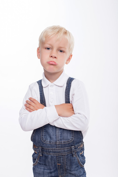 Pretty male blond child is feeling grievance - Photo, image