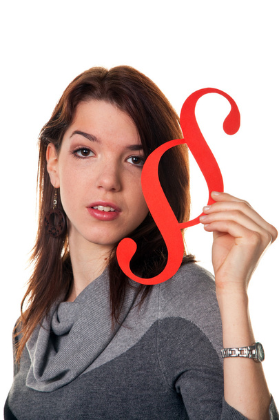 Young woman with a paragraph symbol - Photo, Image