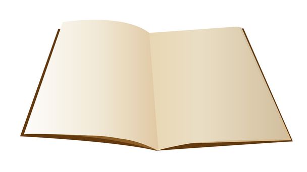 Libro de notas vacío marrón abrió aspecto vintage aislado en la espalda blanca
 - Vector, imagen