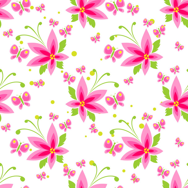 pink floral seamless pattern - Vector, imagen