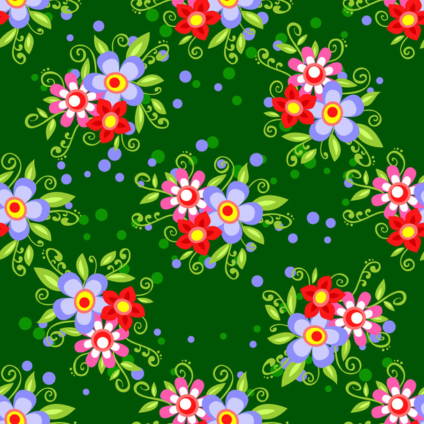 green floral seamless pattern - Vector, imagen