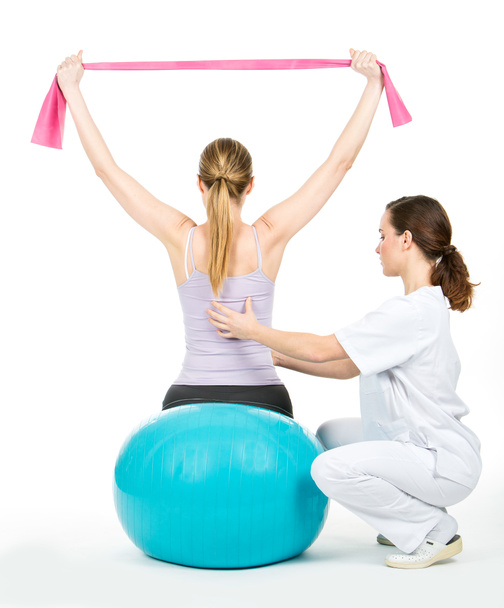 doctor with medical ball and woman patient - Photo, Image