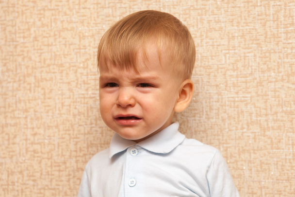 little boy crying out loud, close-up portrait - Photo, Image