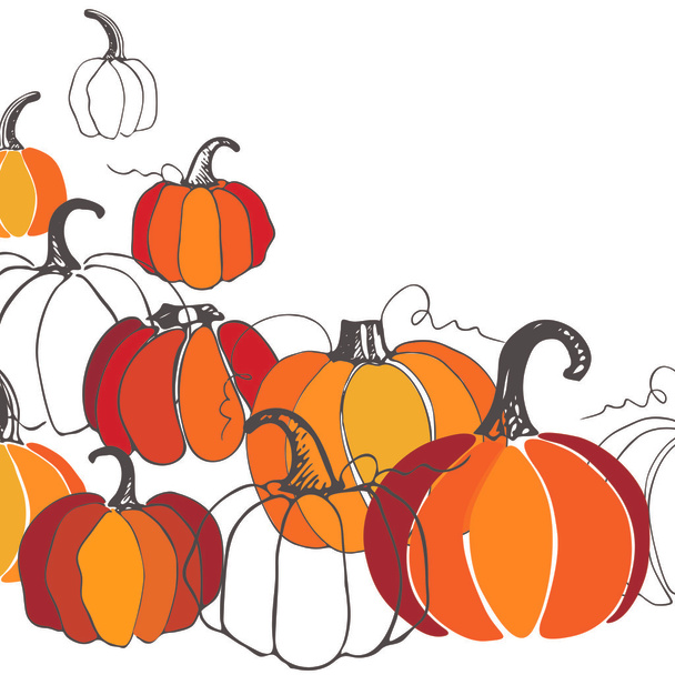 Card with different pumpkins - Vector, Image