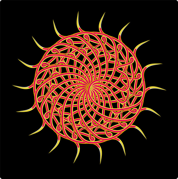 Roda vermelha abstrata de vórtices de luz
 - Vetor, Imagem