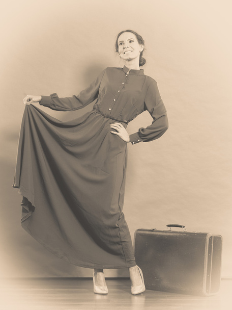 Woman in retro style long  gown - Photo, Image