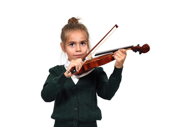 lány hegedűvel - Fotó, kép