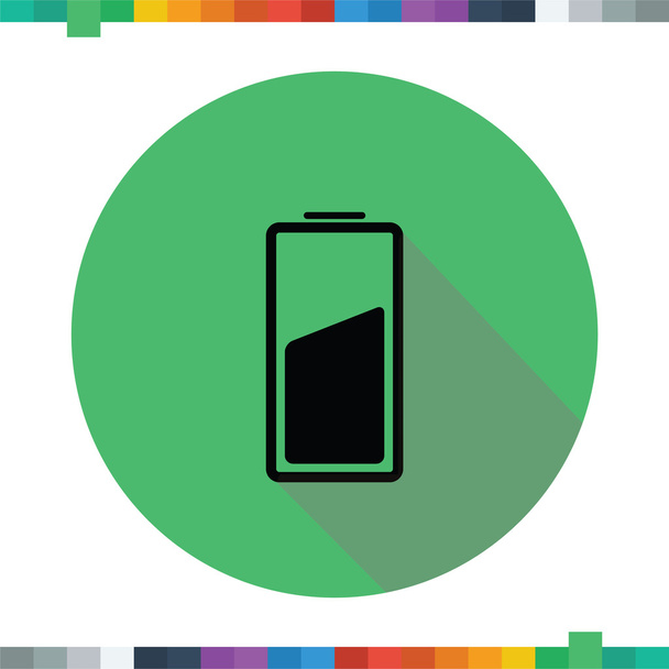 Batteria icona piatta in un cerchio verde con una lunga ombra
. - Vettoriali, immagini