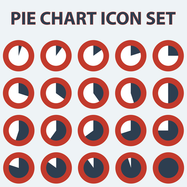 Conjunto de ícones de gráfico de pizza de segmento, diagramas de círculo, ícones de negócios
. - Vetor, Imagem