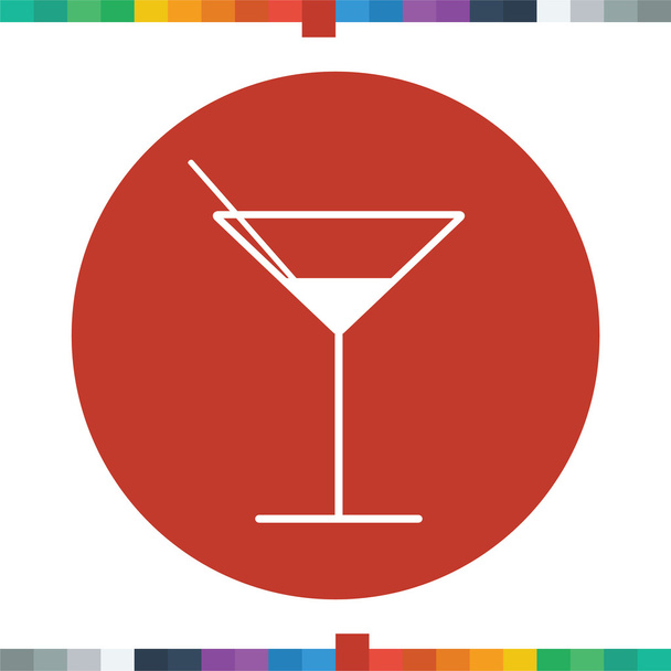 Flat martini glass icon in a circle. - Vector, Image
