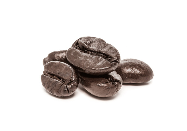 白地に隔離されたコーヒー豆 - 写真・画像