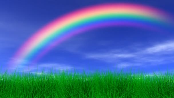 Arco iris, hierba y cielo pacífico
 - Imágenes, Vídeo