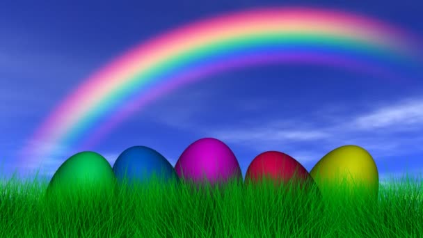 Easter Eggs Under a Rainbow - Footage, Video