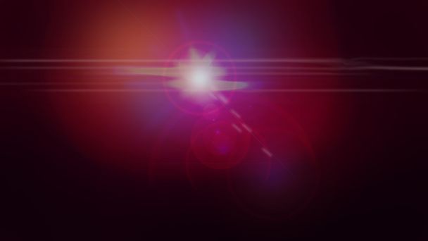 Red lens flare photo effect. Bursting flash blurry star on magenta hues - Photo, Image