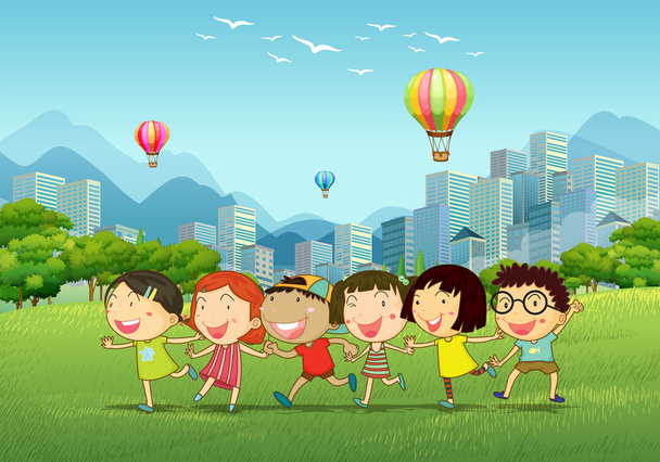 Children playing in the park - Vector, Image