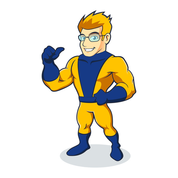 Ilustração de Super Herói amarelo azul
 - Vetor, Imagem