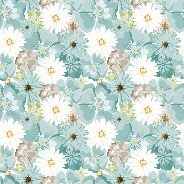 Beautiful floral pattern. Seamless pattern. Flowers. Bright buds, leaves, flowers. Flowers for greeting cards, posters, flyers. Flower shop. Seamless vintage tropical flower pattern vector. - Vektör, Görsel