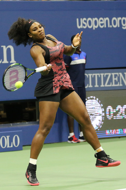 Twenty one times Grand Slam champion Serena Williams in action during first round match at  US Open 2015 - Foto, afbeelding