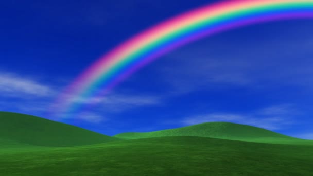 Rainbow,  Grass & Peaceful Sky - Footage, Video