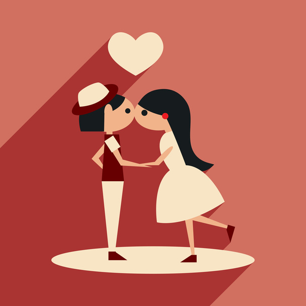 Flat with shadow icon and mobile application kiss - Vector, Image