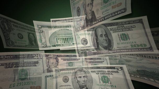 Bons du dollar américain survolant (HD
) - Séquence, vidéo